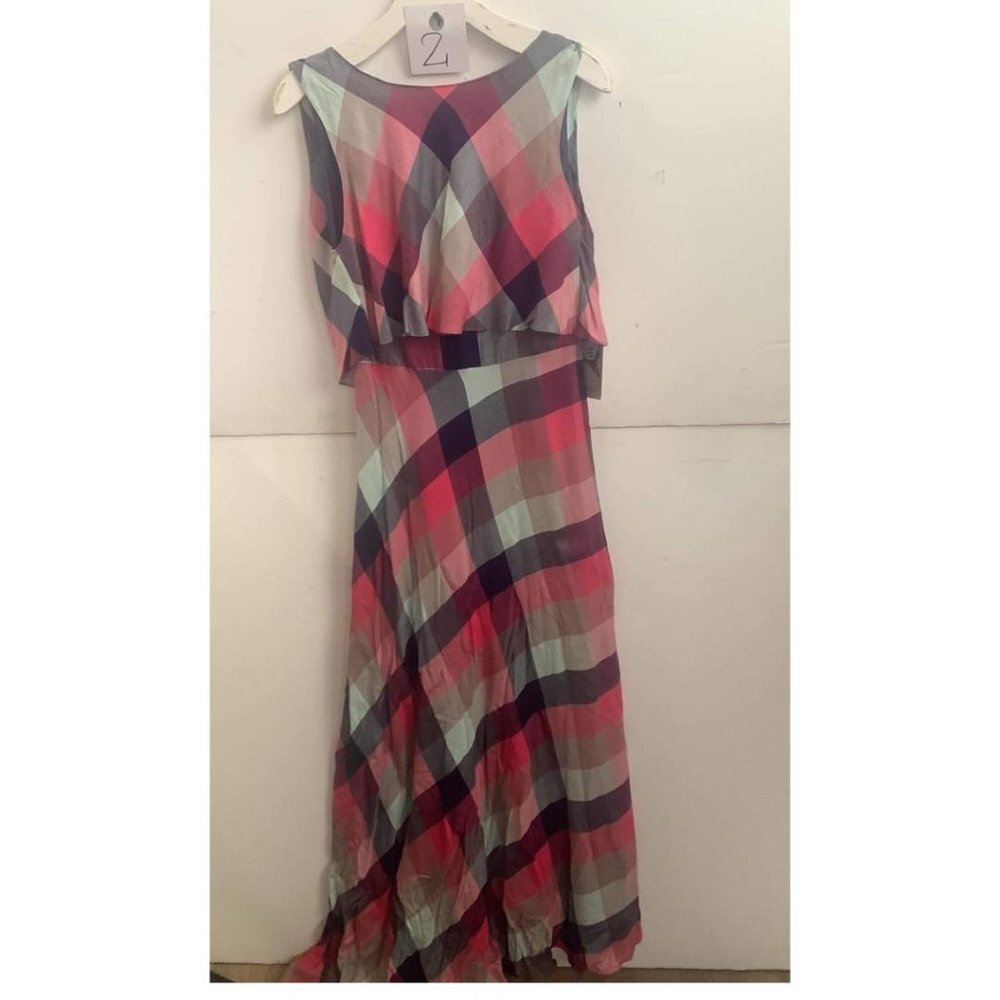 Anthropologie Eva Franco Multicolored Maxi Checkered Sleeveless Summer Dress
